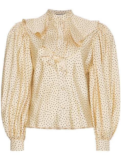 gucci vintage silk blouse|gucci puff sleeve blouse.